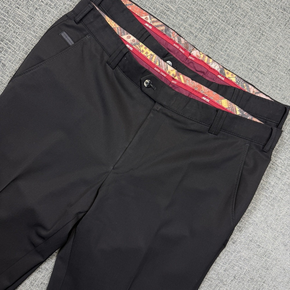 MEYER Mens 38x30 Black Wool Blend Dress Pants Trousers Comfort Romania Lot Of‎ 2